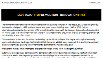 SAVE SOZA · STOP DEMOLITION · RENOVATION FIRST